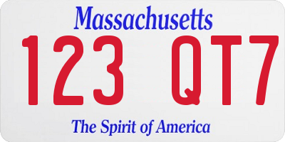 MA license plate 123QT7
