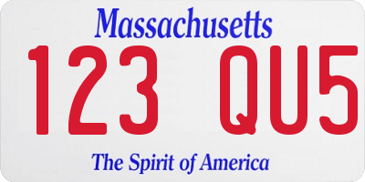 MA license plate 123QU5