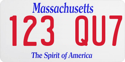 MA license plate 123QU7