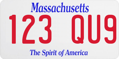 MA license plate 123QU9