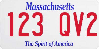 MA license plate 123QV2