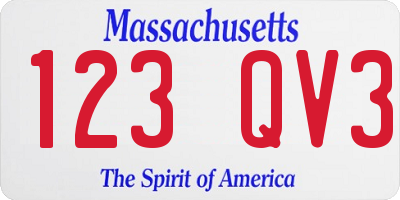 MA license plate 123QV3