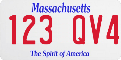 MA license plate 123QV4