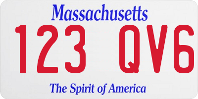 MA license plate 123QV6