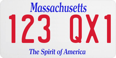 MA license plate 123QX1