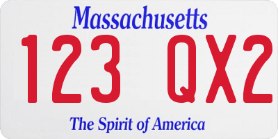 MA license plate 123QX2