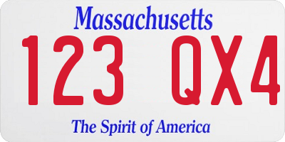 MA license plate 123QX4