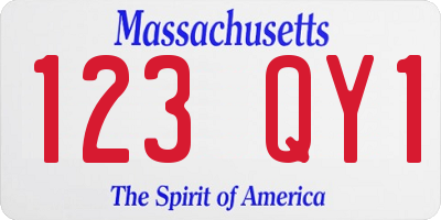 MA license plate 123QY1