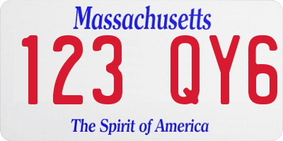 MA license plate 123QY6