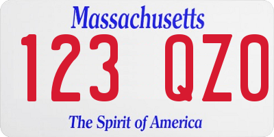 MA license plate 123QZ0