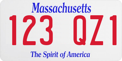 MA license plate 123QZ1