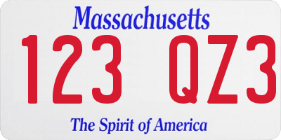 MA license plate 123QZ3