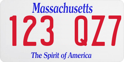 MA license plate 123QZ7