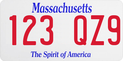 MA license plate 123QZ9