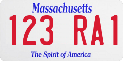 MA license plate 123RA1