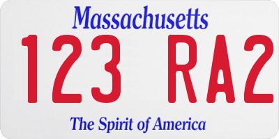 MA license plate 123RA2