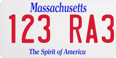 MA license plate 123RA3