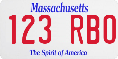 MA license plate 123RB0