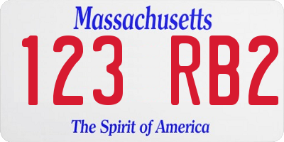 MA license plate 123RB2