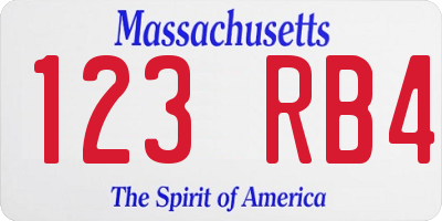 MA license plate 123RB4