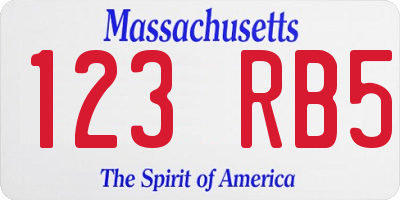 MA license plate 123RB5