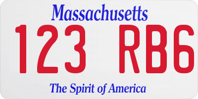 MA license plate 123RB6