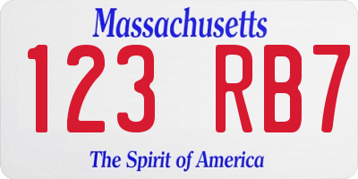MA license plate 123RB7
