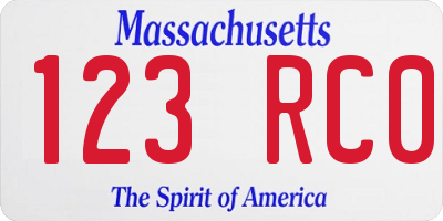 MA license plate 123RC0