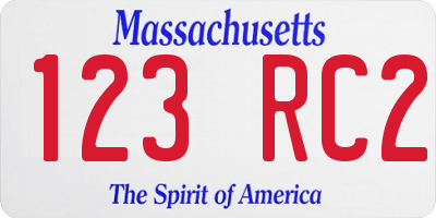 MA license plate 123RC2