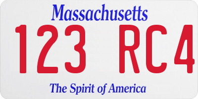 MA license plate 123RC4