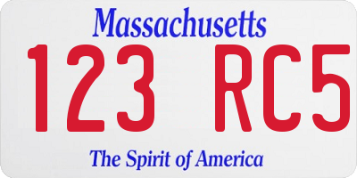 MA license plate 123RC5