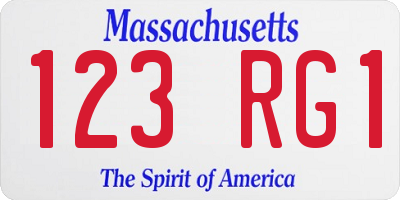 MA license plate 123RG1