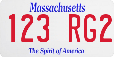 MA license plate 123RG2