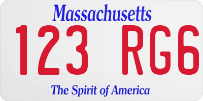 MA license plate 123RG6