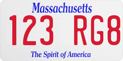 MA license plate 123RG8
