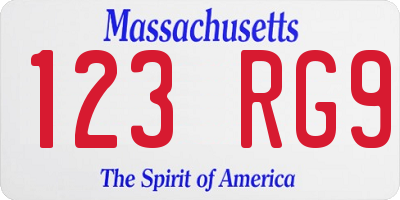 MA license plate 123RG9