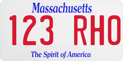 MA license plate 123RH0