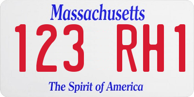 MA license plate 123RH1