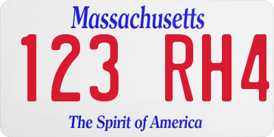 MA license plate 123RH4