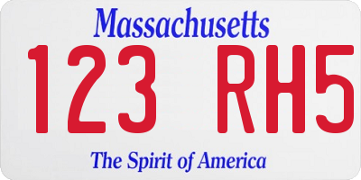 MA license plate 123RH5