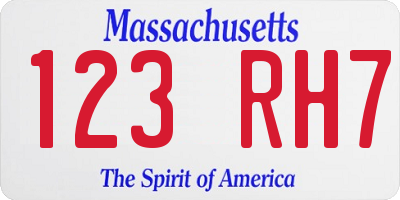 MA license plate 123RH7