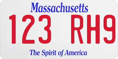 MA license plate 123RH9