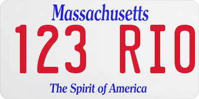 MA license plate 123RI0