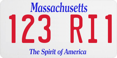 MA license plate 123RI1