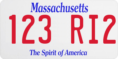 MA license plate 123RI2