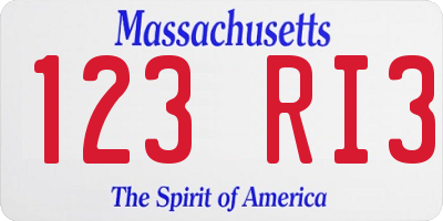 MA license plate 123RI3