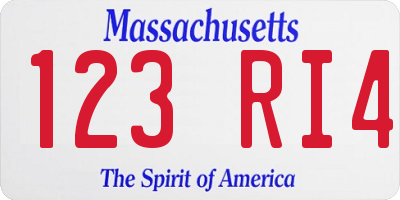 MA license plate 123RI4