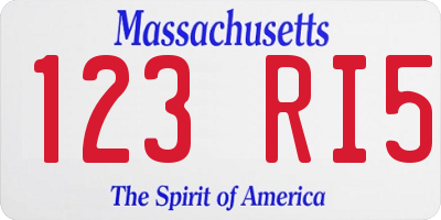 MA license plate 123RI5