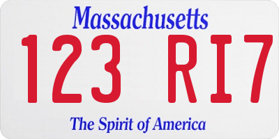 MA license plate 123RI7