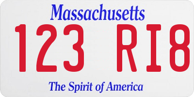 MA license plate 123RI8